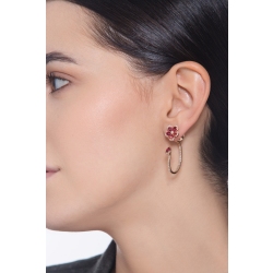 Design flower ruby and diamonds earrings in rose gold 18k 2