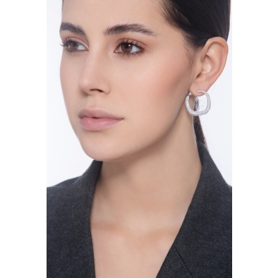 18k white gold design diamond earrings