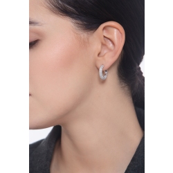 White gold 18k hoop earrings with diamonds 2
