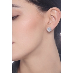Diamond flower earrings in white gold 18k 2