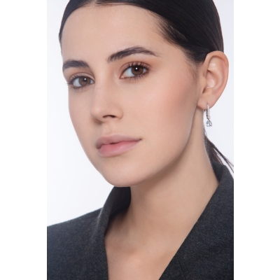 18k white gold earrings with diamond and aquamarine