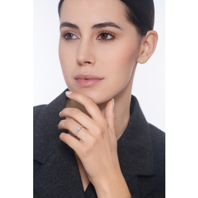 Solitaire ring with diamond heart cut 0.30ct GIA in white gold 18k