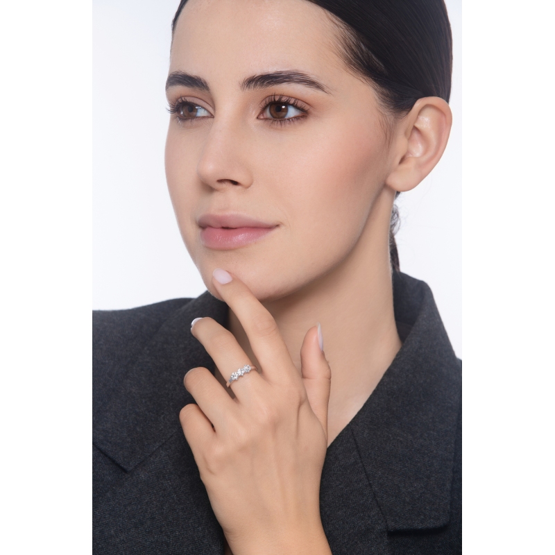 Trilogy Ring 18k White Gold with Diamonds, ct 0,60