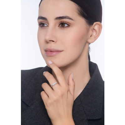 Trilogy Ring 18k White Gold with Diamonds, ct 0,60