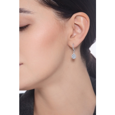 Aquamarine and diamonds drop earrings