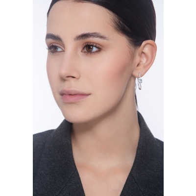 Oval earrings in white gold 18k with aquamarine and diamonds