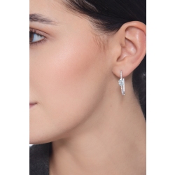 Oval earrings in white gold 18k with aquamarine and diamonds 2