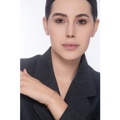 18k rose gold rigid tennis bracelet with diamonds