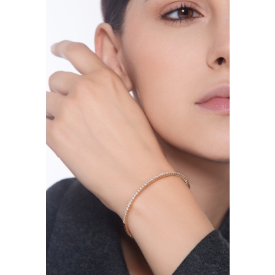 18k rose gold rigid tennis bracelet with diamonds
