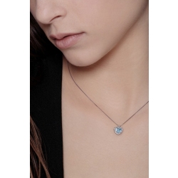 Necklace with pendant, central heart cut aquamarine and crowned by diamonds 2