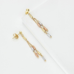 Two strand drop earrings in 18k white, yellow, and rose gold 2