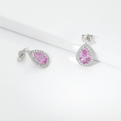 Pink sapphire and diamonds earrings