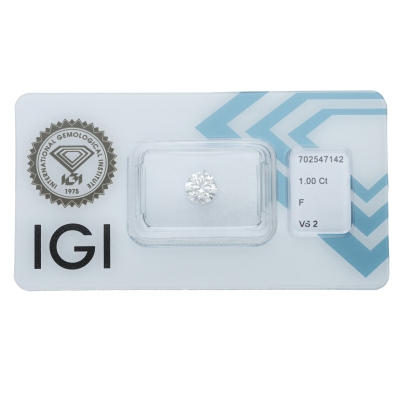 IGI Certified Diamond   CT 1.00  F  VS 2