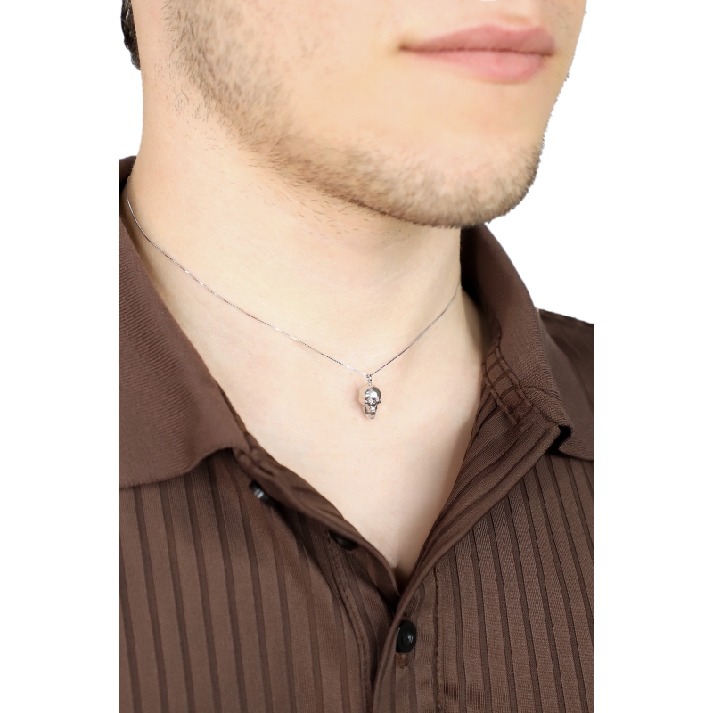 18k white gold skull necklace with diamonds 18k white gold skull necklace with diamonds