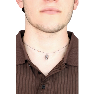 750 white gold skull necklace diamonds