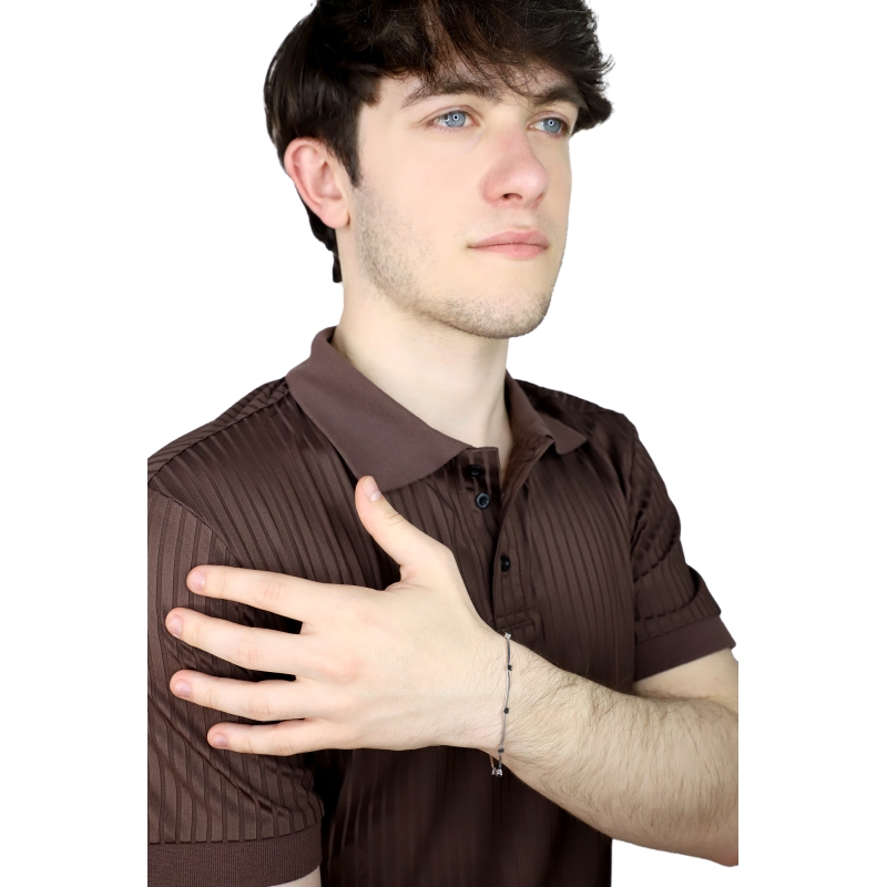 Bracelet in white gold 18k with 8 black diamonds burnished tips, 20 cm