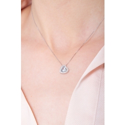 Necklace with inclined pendant, heart cut aquamarine and diamonds 2