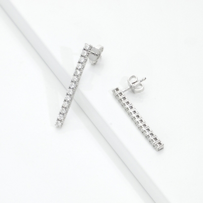 Rivière diamond earrings in white gold 18k