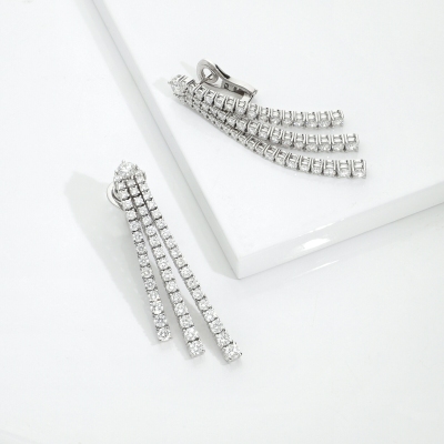 Tennis drop diamond earrings in white gold 750 