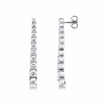 750 white gold tennis earrings