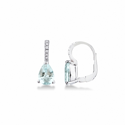 750 white gold aquamarine and diamond earrings
