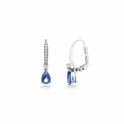 Blue sapphires and diamonds earrings