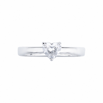 Ring with diamond heart cut 0.50 ct GIA in white gold 18k