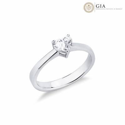 Ring with diamond heart cut 0.50 ct GIA in white gold 18k