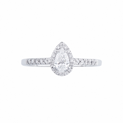 Solitaire ring with diamond pear cut 0.30ct GIA in white gold 18k