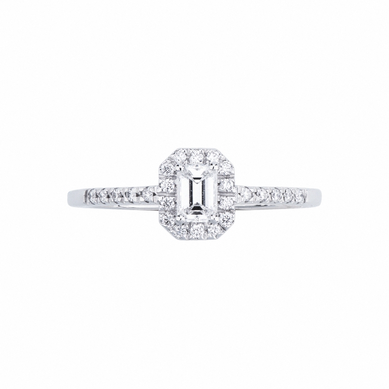 Solitaire ring with diamond emerald cut 0.30ct GIA in white gold 18k Solitaire ring with diamond emerald cut 0.30ct GIA in white gold 18k