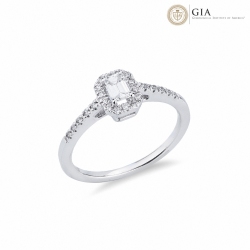 Solitaire ring with diamond emerald cut 0.30ct GIA in white gold 18k