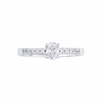 Solitaire ring with diamond heart cut 0.30ct GIA in white gold 18k