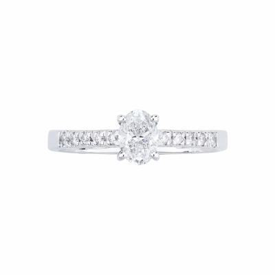 Solitaire ring with diamond oval cut 0.50ct GIA in white gold 18k