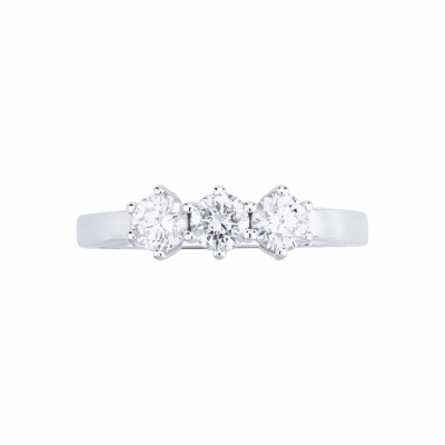 Trilogy Ring 18k White Gold with Diamonds, ct 0,60