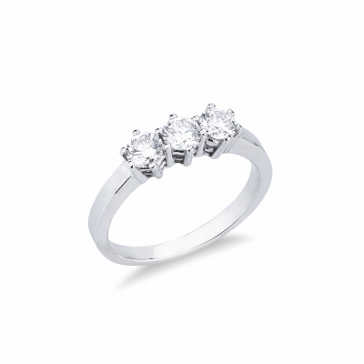 Trilogy Ring 18k White Gold with Diamonds, ct 0,60