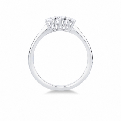 Trilogy ring in white gold 18k with 3 diamonds