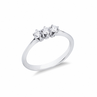 Trilogy ring in white gold 18k with 3 diamonds