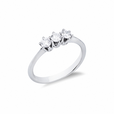 Diamond ring trilogy in white gold 18k