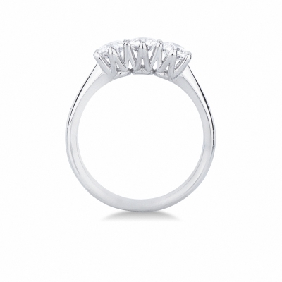 Trilogy ring with diamonds in white gold 18k
