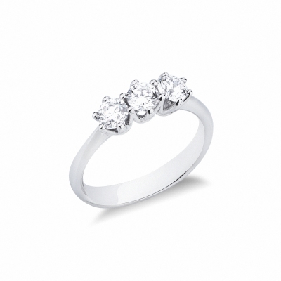Trilogy ring with diamonds in white gold 18k