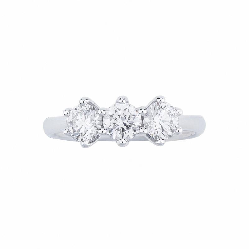 White gold 18k trilogy diamond ring 1,20 ct