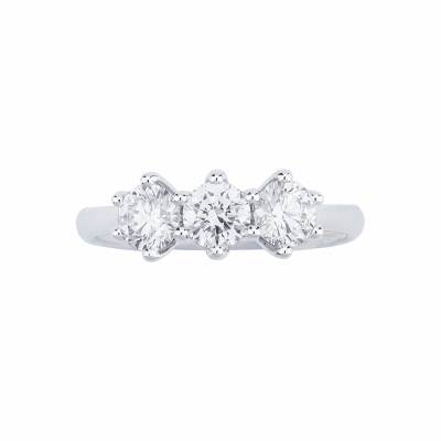 White gold 18k trilogy diamond ring 1,20 ct