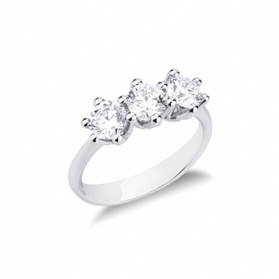 Trilogy ring in 18k white gold with diamonds 1,50 ct