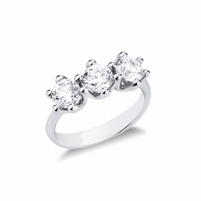 Trilogy Diamond Ring in white gold 18k 
