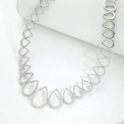 18k White gold designer necklace with diamond drops 2