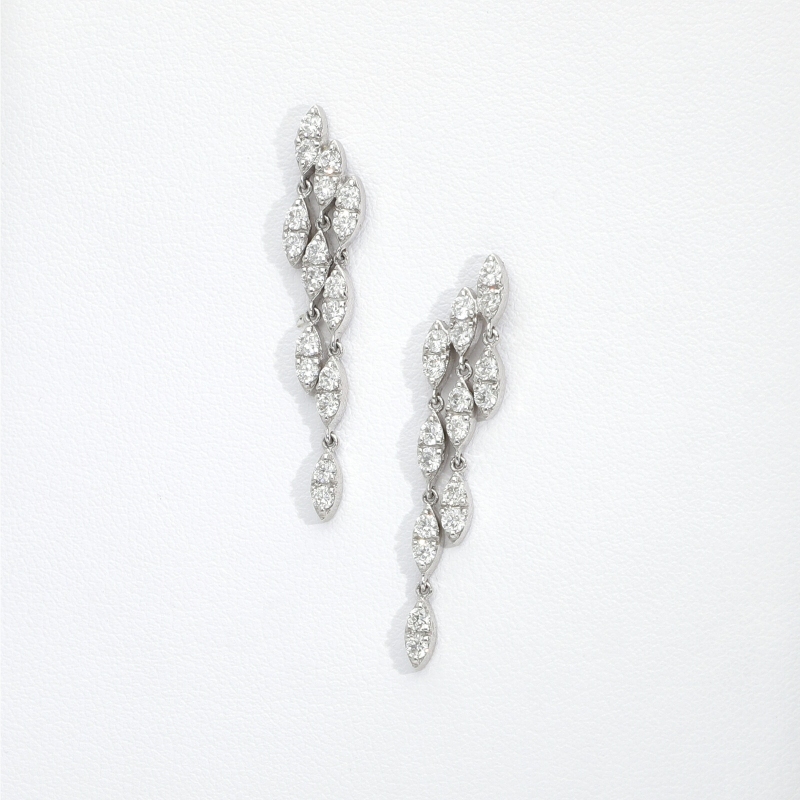 White gold drop earrings with diamonds marquise cut