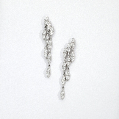 White gold drop earrings with diamonds marquise cut