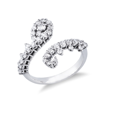 18k white gold design diamonds TOI et MOI ring