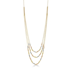 18k white, yellow and rose gold three strand necklace