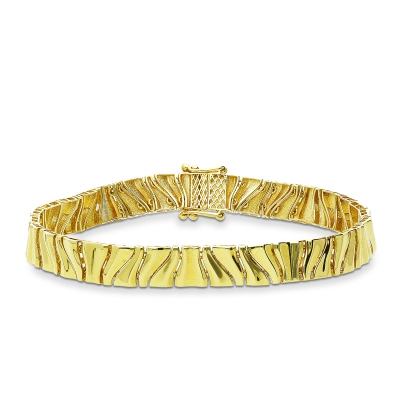 18k yellow gold bracelet with a wavy mirror-polished finish